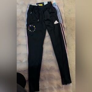 Adidas Kids Black and Pink Joggers